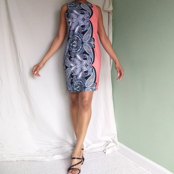 Rafaella Dresses & Skirts - Women's Rafaella Pink and blue paisley sleeveless midi dress